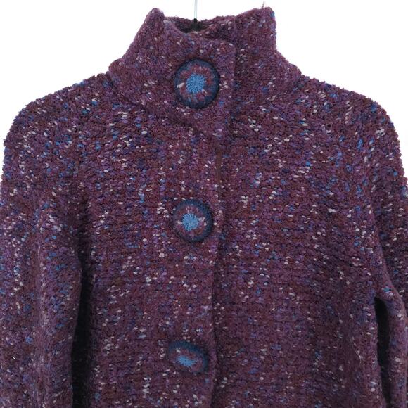 Anthro Curio Vintage Plum Cottagecore Chunky Knit Covered Buttons Petticoat M - Picture 3 of 16